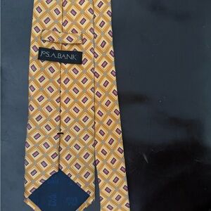 Jos. A. Bank Mustard and Burgundy Geometric Tie
